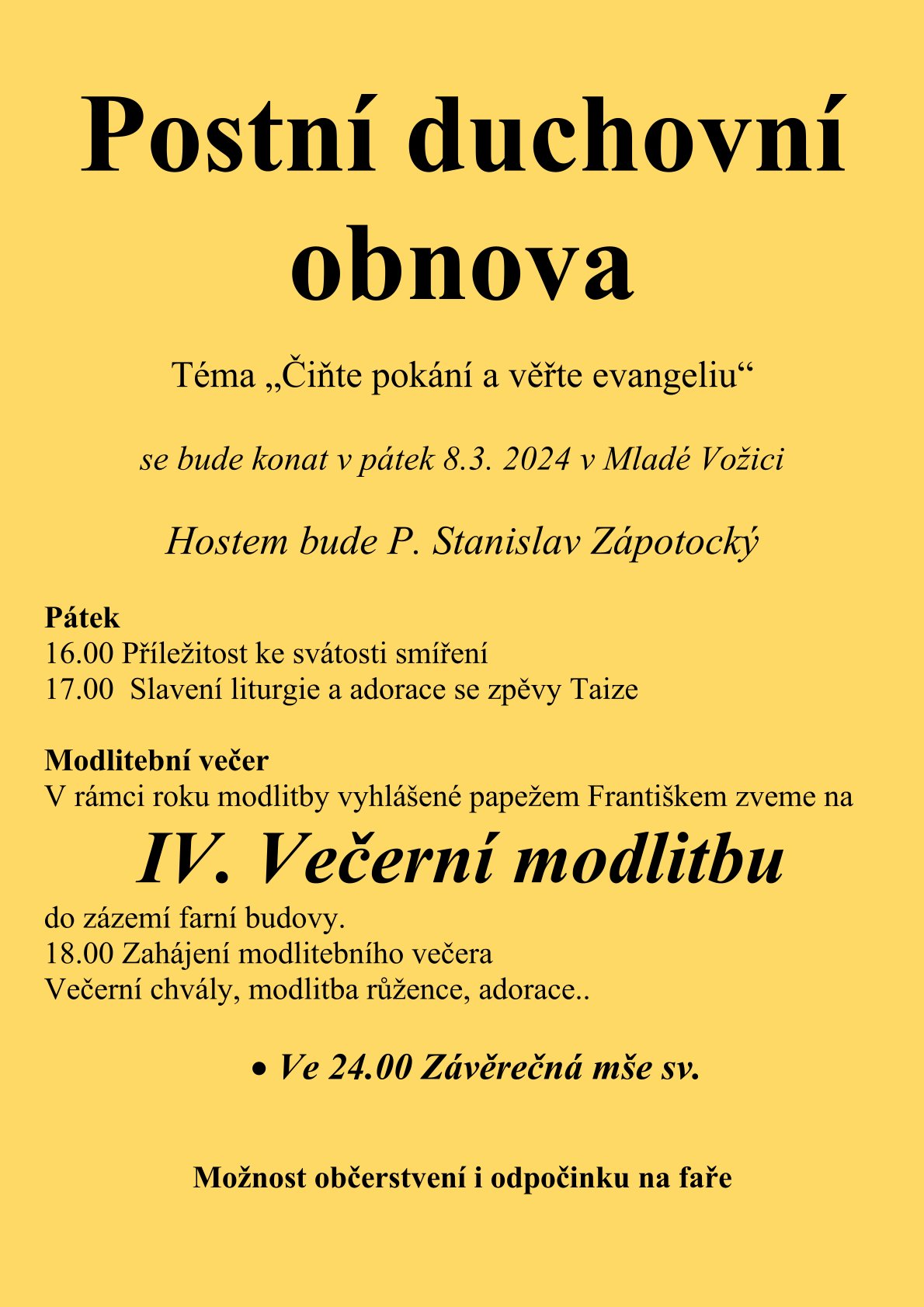 Postní obnova s večerní meditací